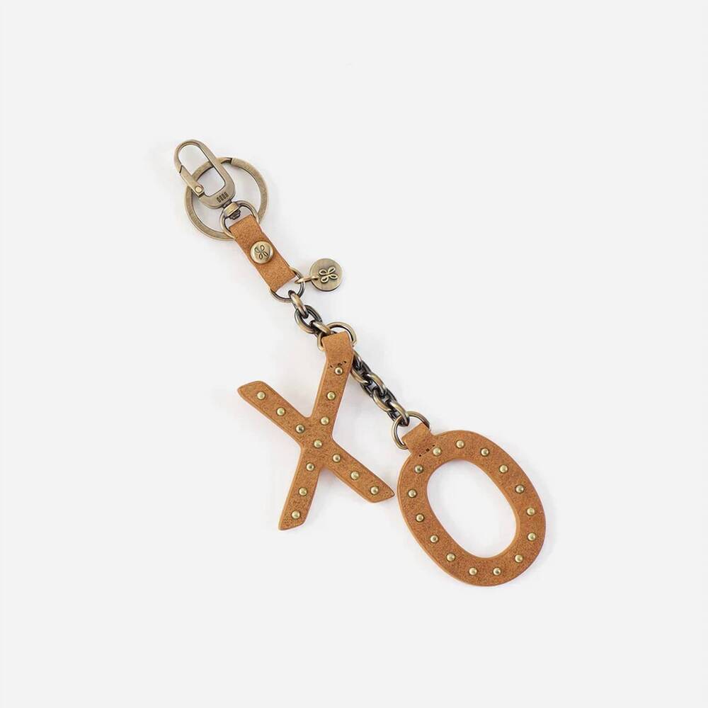 NEW HOBO women's xoxo leather keyfob charm in whiskey/ brown